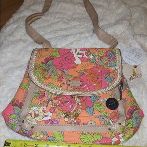 Sakroots Vibrant Floral Crossbody Bag - Orange and Pink